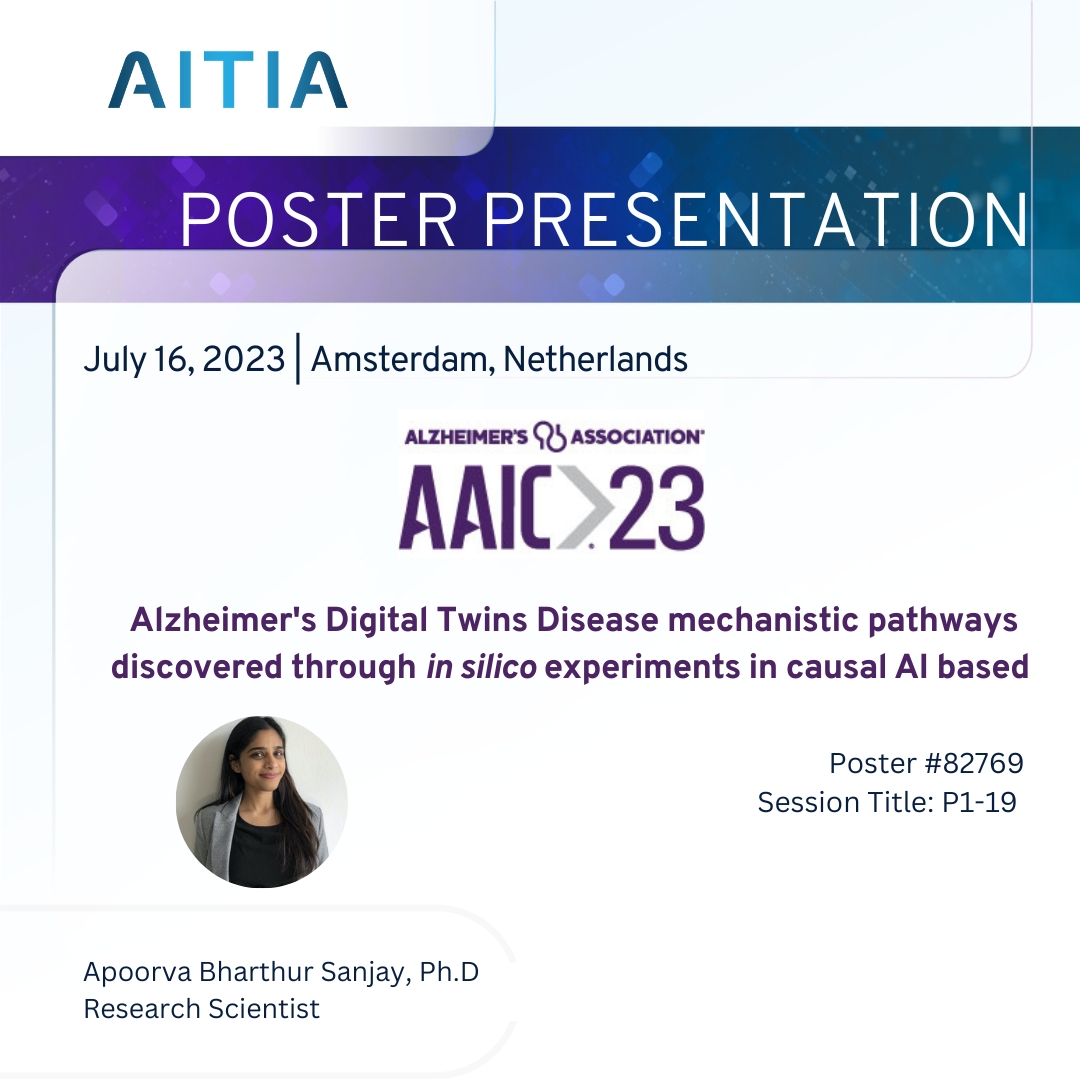 Alzheimer’s Disease Mechanistic Pathways Discovered through Aitia’s Digital Twins and in silico Experiments in Causal AI to be Presented at AAIC 2023